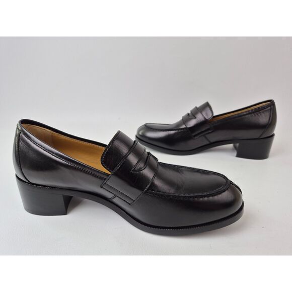 The Row Women's Black Vera Leather Penny Loafer Heel Size 38 - Picture 4 of 7